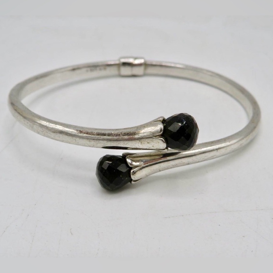 Alwand Vahan 925 Silver Black Onyx Cuff Bracelet 7.5”